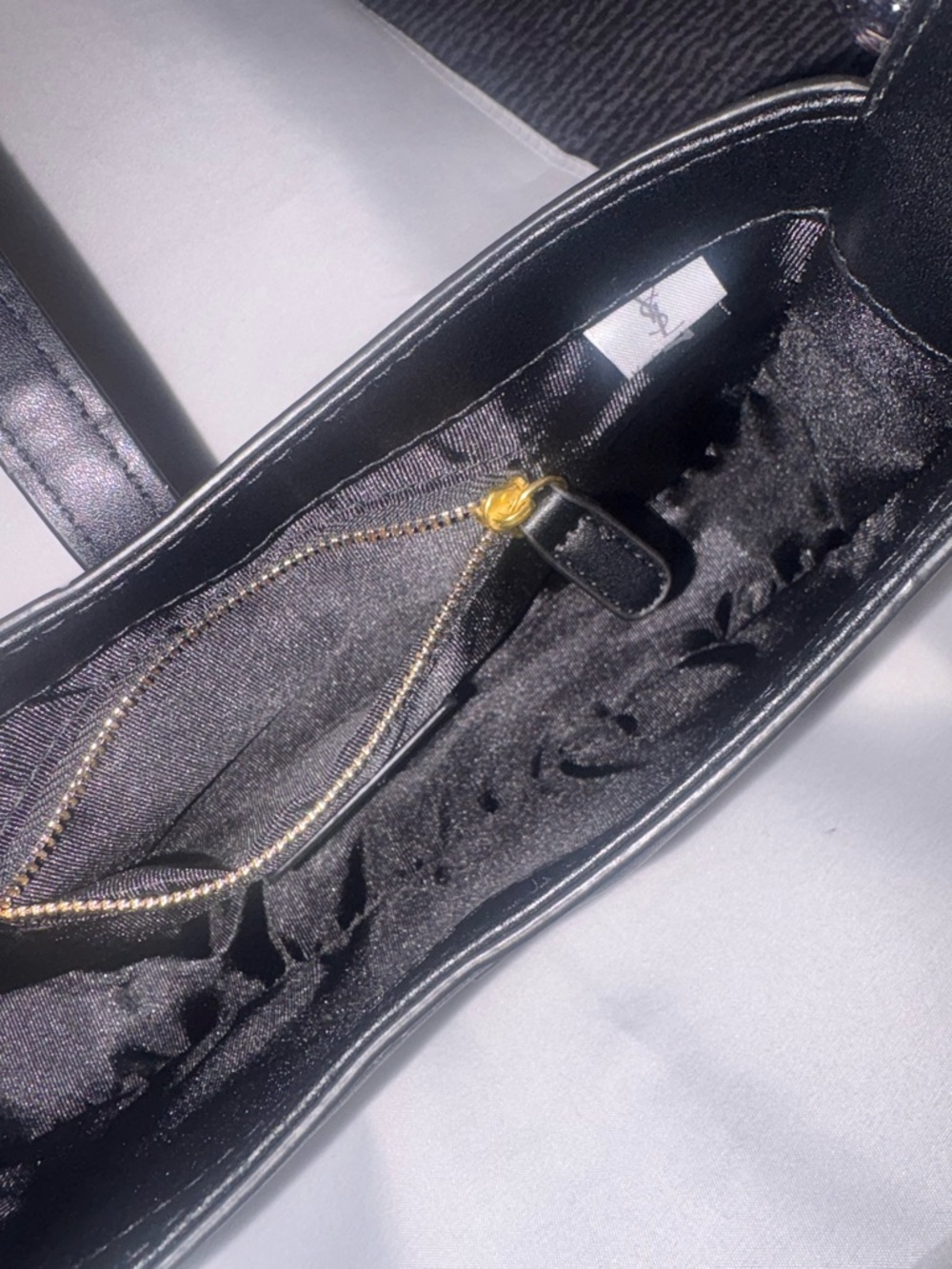 Yves Saint Laurent Black Leather Shoulder Bag with Gold YSL Emblem - Picture 3 of 5
